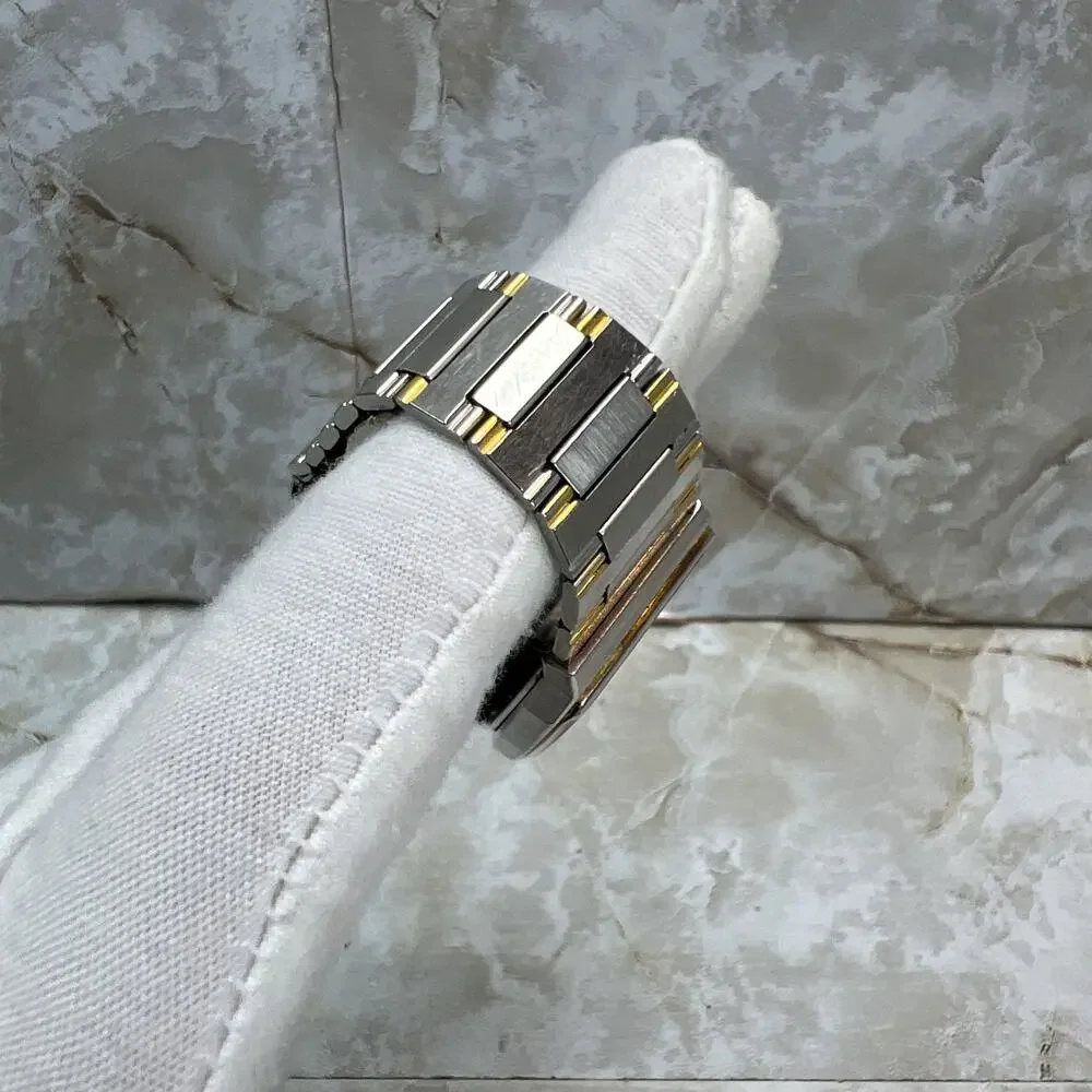 Vintage Seiko Men's Tank Watch 7431-5010 Two Tone Band 2 Jewels TESTED - READ